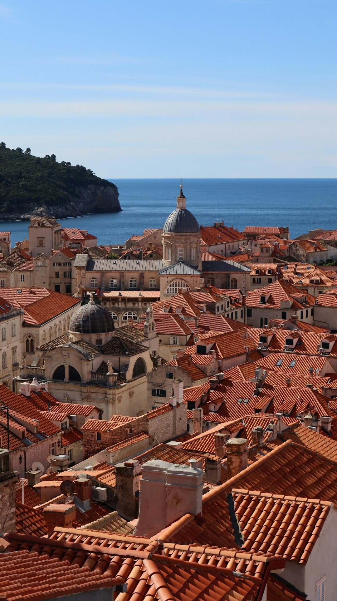 Historic city walls and rooftops of Dubrovnik Croatia