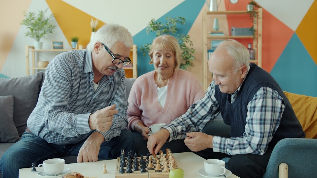 elderly man playing chess